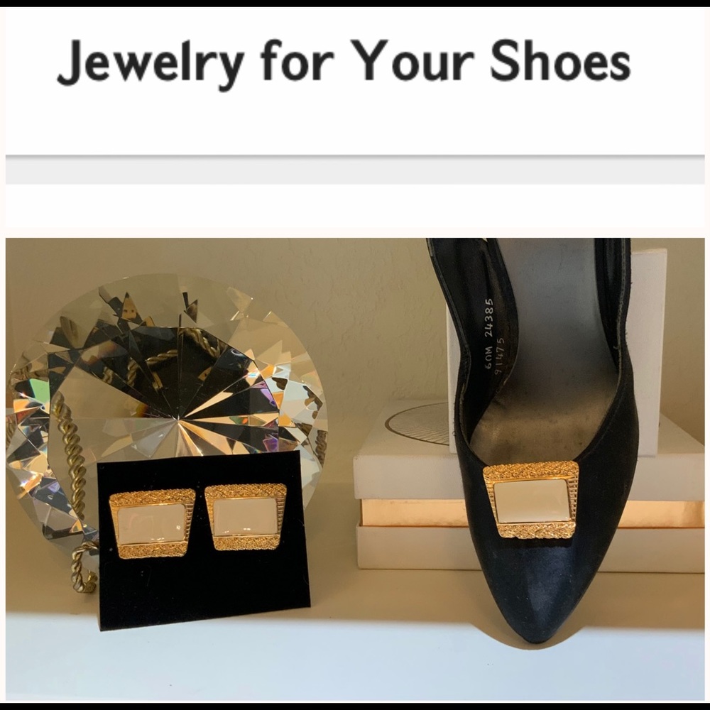 Gold/Cream Shoe Jewelry Clips GCN3